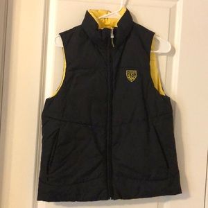 Black and yellow puffed vest by Ralph Lauren